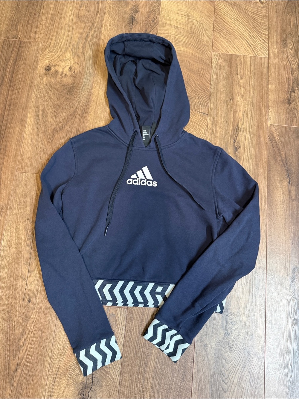 Like New Adidas crop three stripe hoodie SZ S